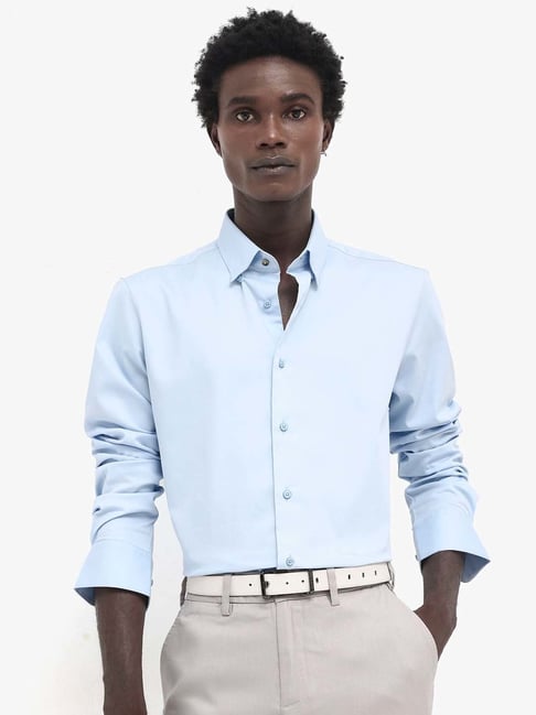 Rare Rabbit Blue Regular Fit Solid Shirt-picture-24