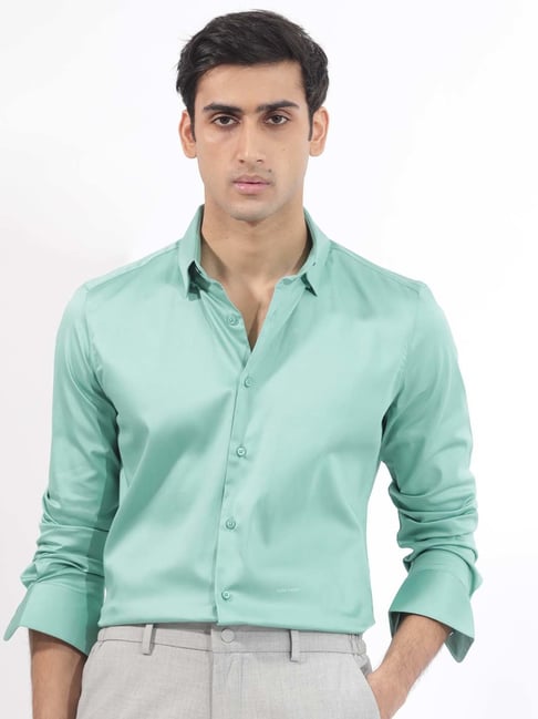 Rare Rabbit Green Regular Fit Solid Shirt-picture-23