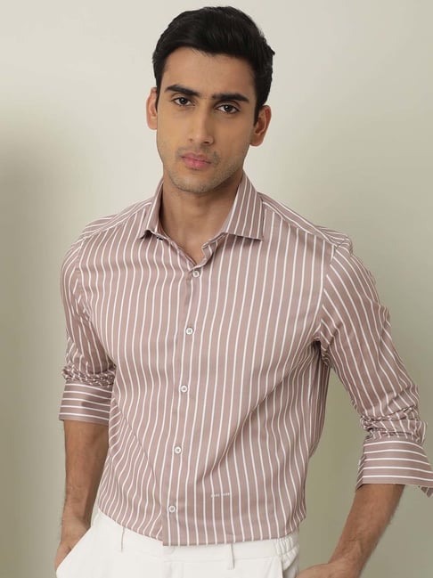 Rare Rabbit Brown Tailored Fit Stripes Shirt-picture-29