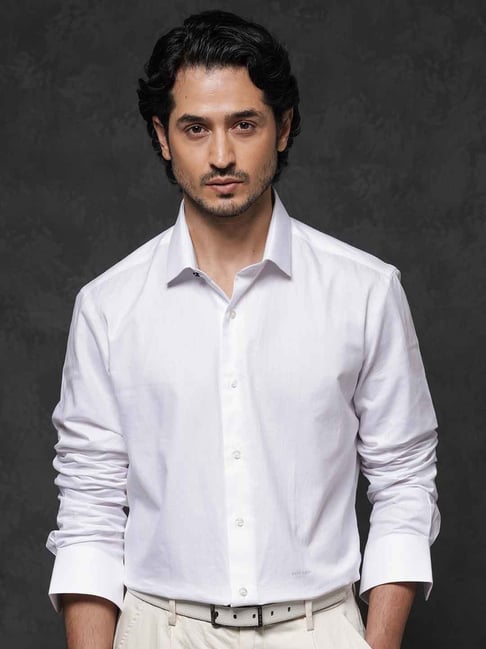 Rare Rabbit White Regular Fit Solid Shirt-image-31