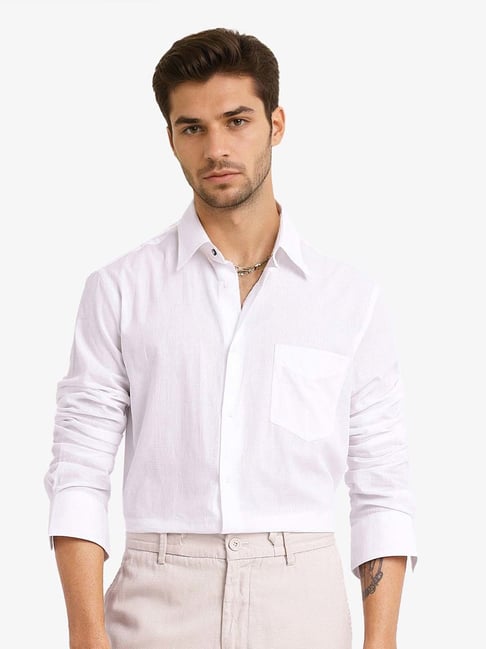 Rare Rabbit White Regular Fit Checks Shirt-image-19
