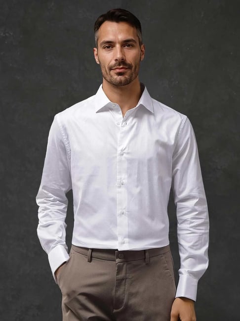 Rare Rabbit White Regular Fit Solid Shirt-image-35