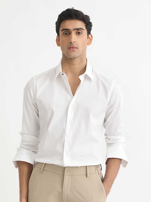 Rare Rabbit White Regular Fit Solid Shirt-image-39