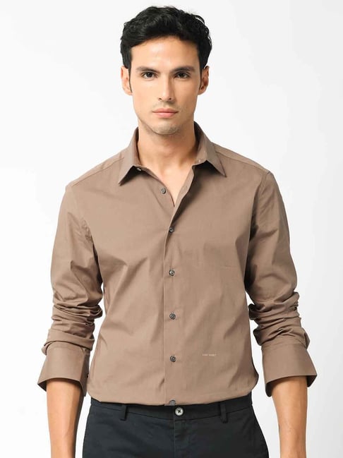 Rare Rabbit Brown Regular Fit Solid Shirt-picture-22