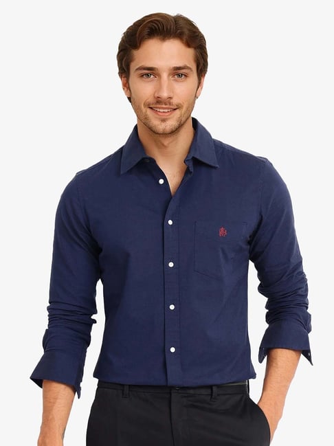 Rare Rabbit Navy Regular Fit Solid Shirt-picture-38