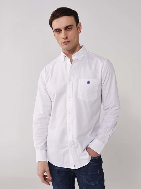 Rare Rabbit White Regular Fit Solid Shirt-image-41