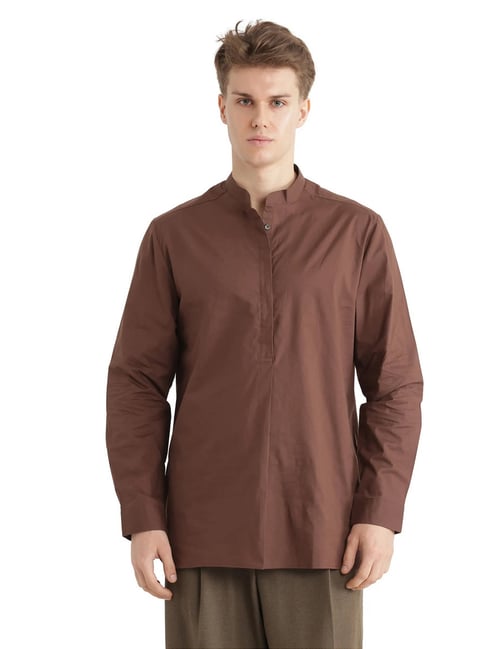Rare Rabbit Brown Relaxed Fit Solid Shirt-picture-12