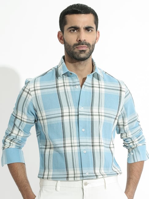 Rare Rabbit Blue Tailored Fit Checks Shirt-picture-41