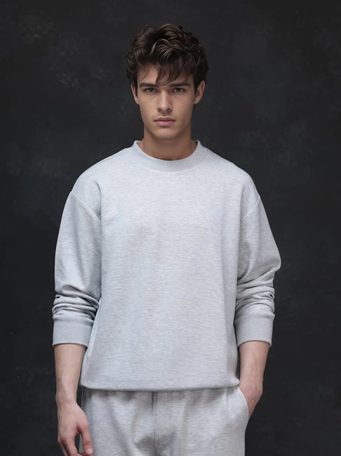Rare Rabbit Grey Boxy Fit Solid Sweatshirt-image-34