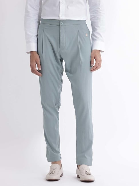 Rare Rabbit Blue Slim Fit Fit Solid Trousers-picture-26