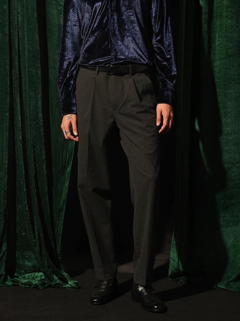 Rare Rabbit Brown Relaxed Fit Solid Trousers-image-8