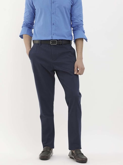 Rare Rabbit Navy Regular Fit Solid Trousers-picture-26