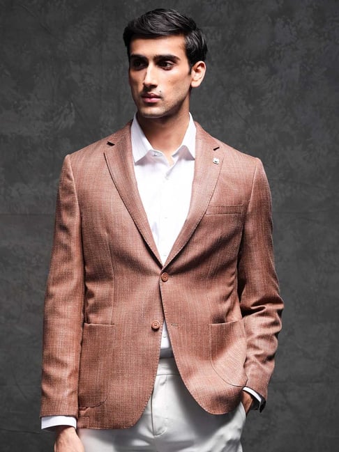 Rare Rabbit Brown Tailored Fit Solid Blazer-picture-26