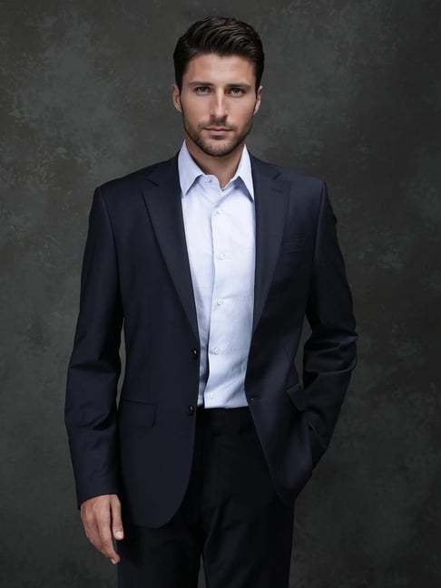 Rare Rabbit Navy Slim Fit Fit Solid Formal Suit