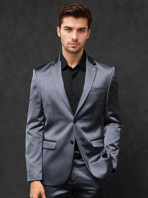 Rare Rabbit Grey Tailored Fit Solid Formal Suit
