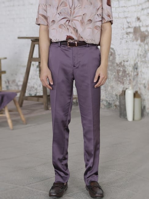 Rare Rabbit Purple Tailored Fit Solid Formal Suit