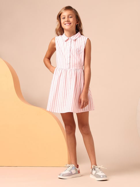 Buy U.S. Polo Assn. Girls Pink Vertical Striped Fit And Flare Dress at Best  Price @ Tata CLiQ