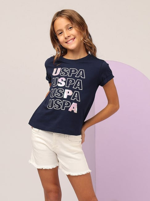 U.S. Polo Assn. Girls Navy Flip Sequins Relaxed Fit T-Shirt-picture-39