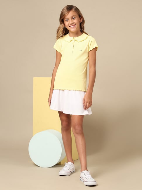 U.S. Polo Assn. Girls Yellow Relaxed Fit Lettuce Edge T-Shirt-picture-26