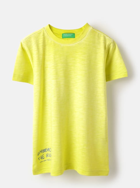 United Colors of Benetton Boys Yellow Regular Fit Round Neck Graphic Print T-Shirt-picture-33