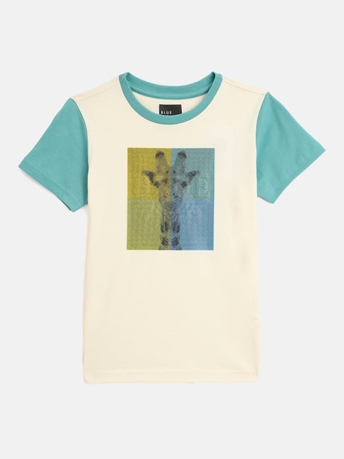 Blue Giraffe Boys Cream Pure Cotton T-Shirt-picture-32