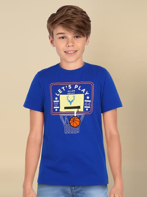 Allen Solly Kids Blue Printed Regular Fit T-Shirt-picture-37
