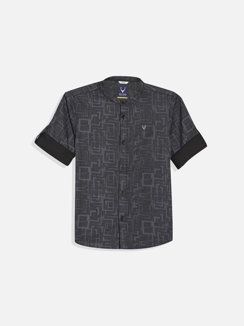 Allen Solly Kids Grey Printed Slim Fit Shirt-picture-33