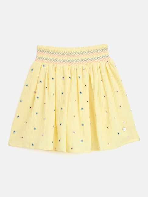 Blue Giraffe Girls Yellow Pure Cotton Skirt-picture-40