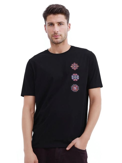 Rare Rabbit Black Relaxed Fit Graphic T-Shirt-picture-41