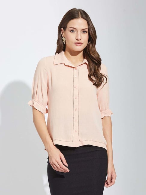 Latin Quarters Peach Regular Fit Shirt-picture-20