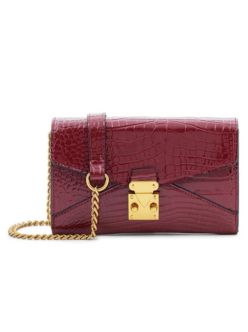 Miraggio Wine Sera Animal Effect Medium Faux Leather Clutch