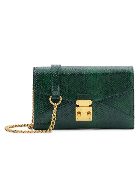 Miraggio Green Sera Animal Effect Medium Faux Leather Clutch