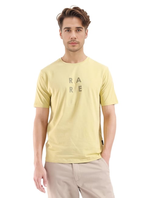 Rare Rabbit Yellow Slim Fit Graphic T-Shirt