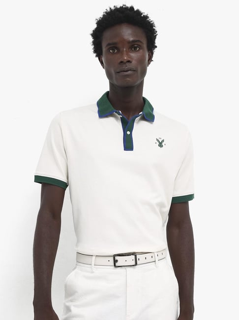 Rare Rabbit Off White Regular Fit Solid Polo T-Shirt-picture-23