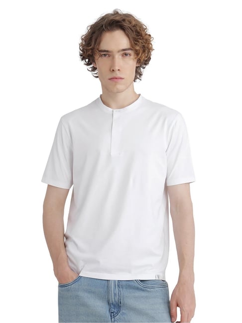 rare rabbit white solid t shirt