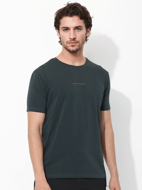 Rare Rabbit Green Regular Fit Solid T-Shirt-picture-35