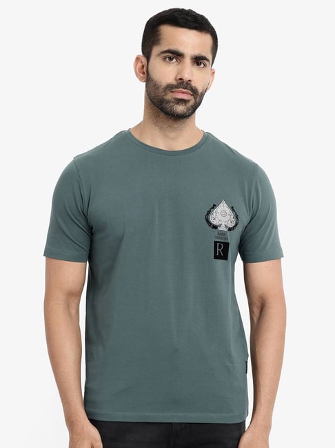 Rare Rabbit Teal Regular Fit Graphic T-Shirt-picture-28