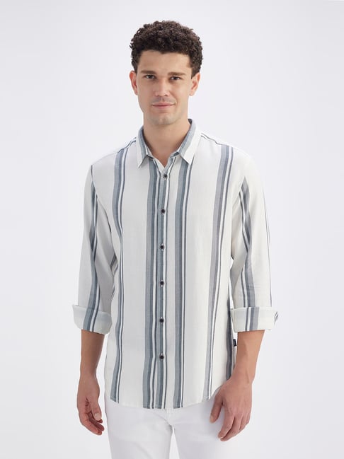 Pepe Jeans White Cotton Regular Fit Striped Shirt-picture-22
