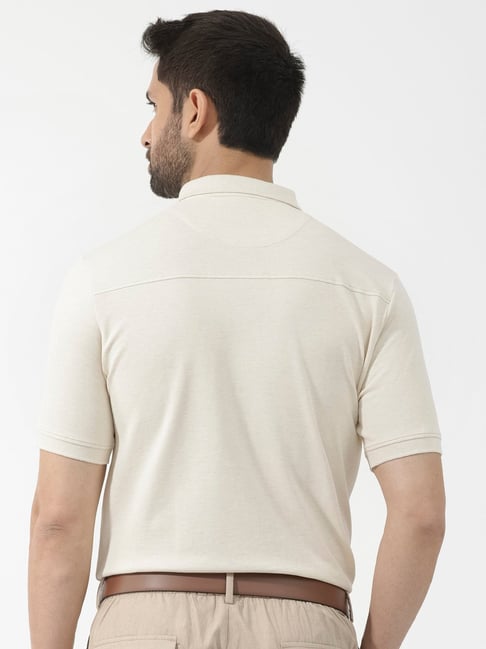 Dark Brown Semi Formal White Polo Brown Pants Men Regular Fit Polo