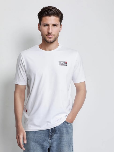Rare Rabbit White Regular Fit Patchwork T-Shirt-image-27