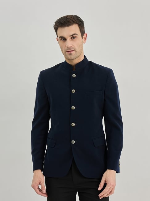 Iconic Blue Polyester Regular Fit Solid Blazer-picture-39