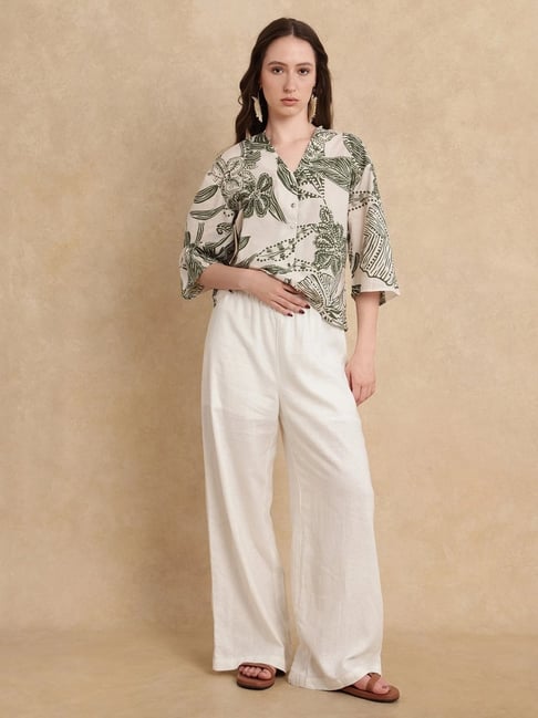 RAREISM Beige Cotton Printed Long Sleeves Top-picture-22