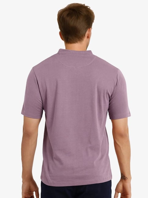 Rare Rabbit Purple Regular Fit Solid Polo T-Shirt