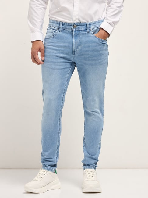 The Bear House Blue Skinny fit Solid Jeans