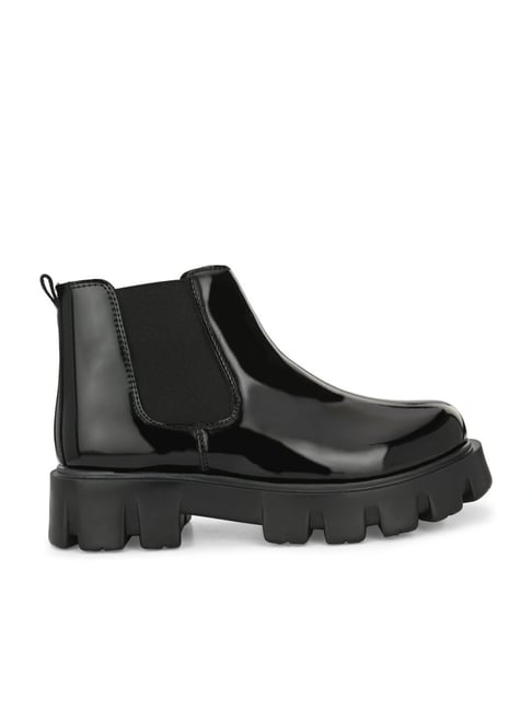 hoversoul Hoversole Men's Geist Patent Triple Black Chunky Chelsea Boots-picture-17