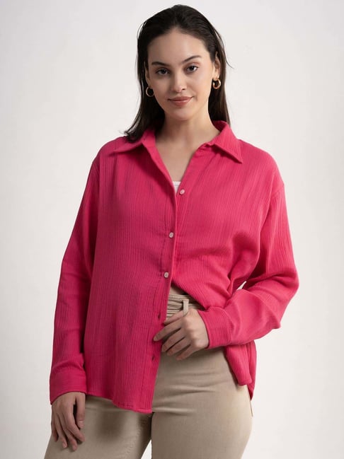 Lounge Dreams Pink Cotton Regular Fit Shirt-picture-30