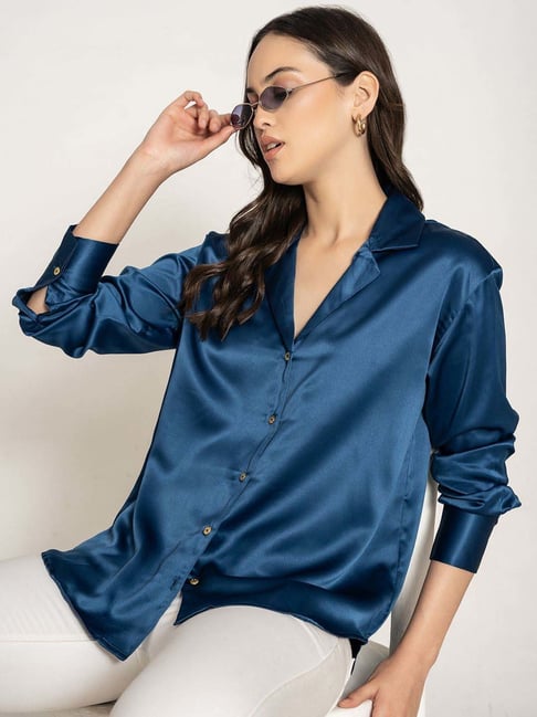 Lounge Dreams Navy Blue Regular Fit Shirt-picture-25