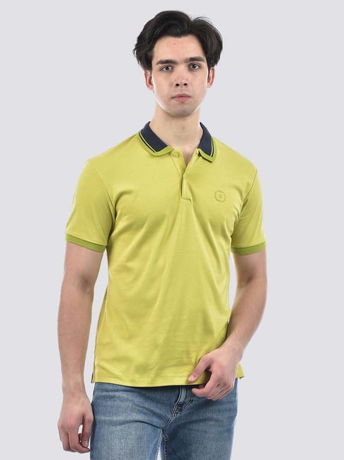 Camla Green Cotton Regular Fit Polo T-Shirts-picture-37