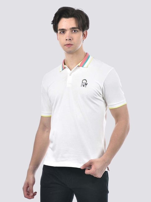 Camla White Cotton Regular Fit Polo T-Shirts-picture-17