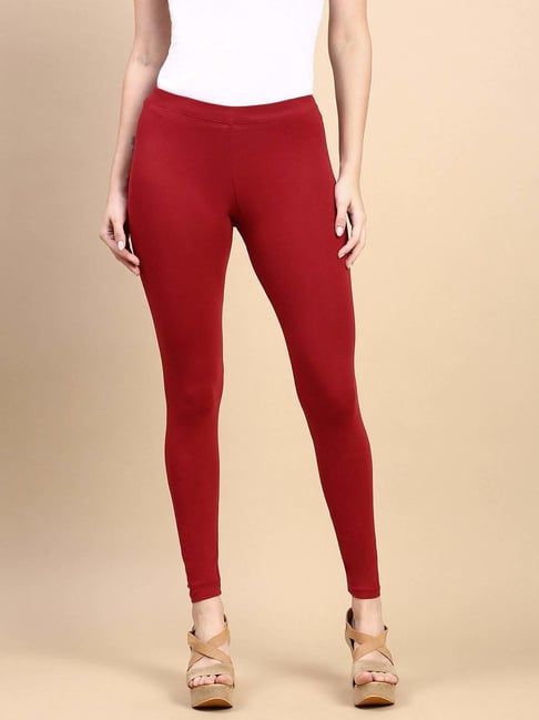 Kryptic Maroon Cotton Skinny Fit Leggings-picture-37